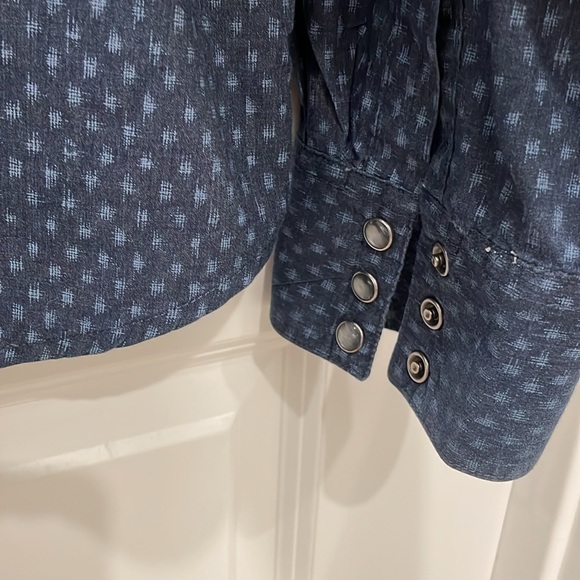 VINTAGE! Levi’s XXL Navy Western Snap Up Long Sleeved Shirt - Picture 9 of 10